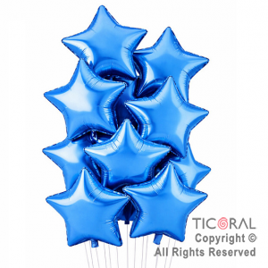 SET DE GLOBOS METALIZADOS ESTRELLA AZUL x 10 UNIDADES